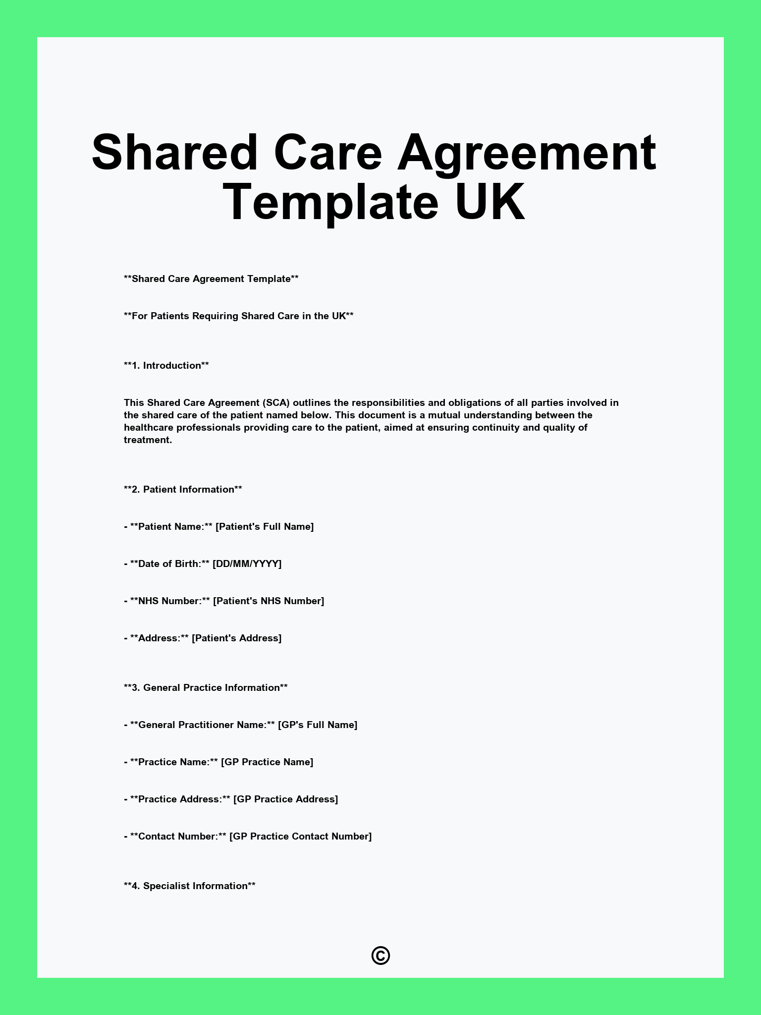 Shared Care Agreement Template UK